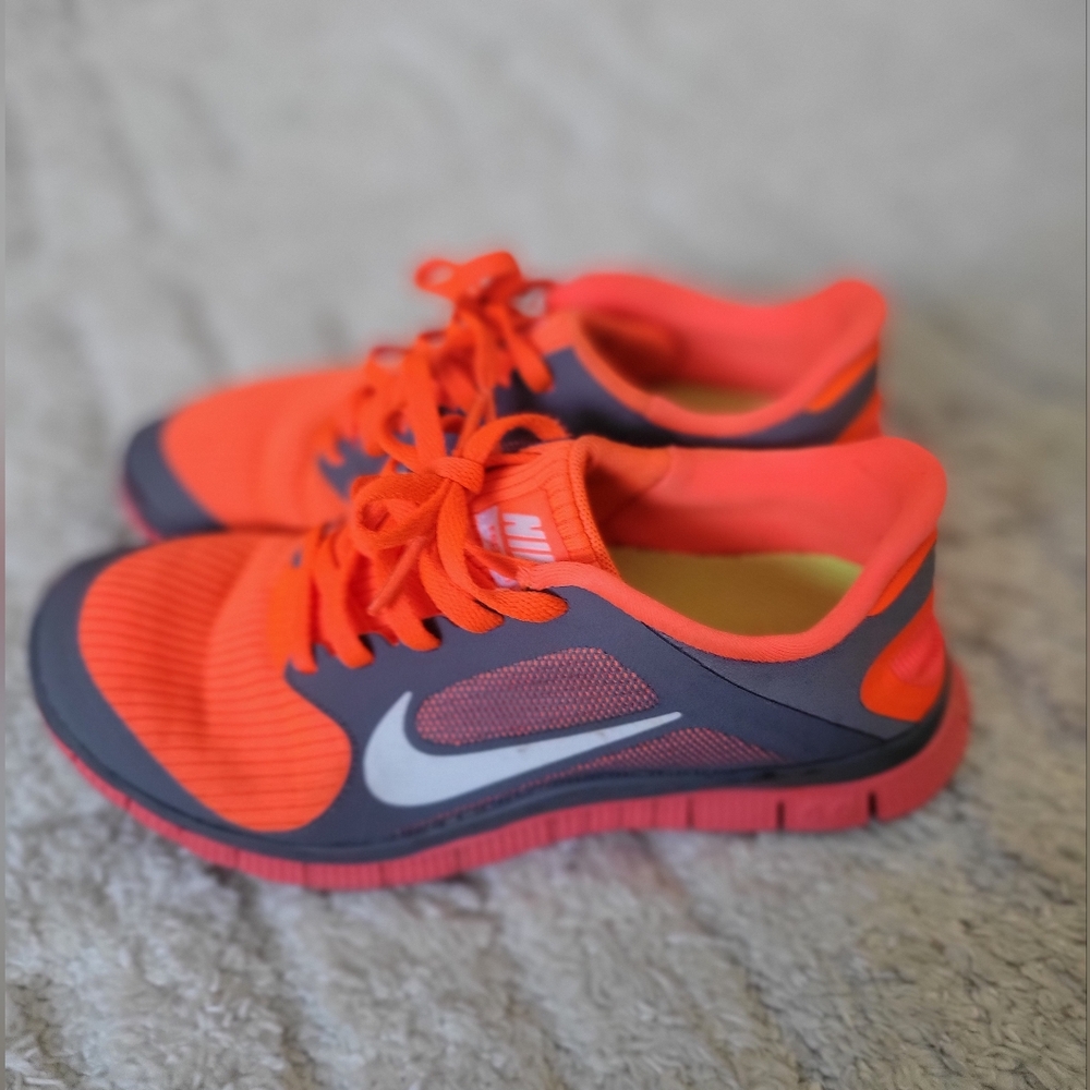Nike Womens Bright Orange and Dark Gray Sneakers